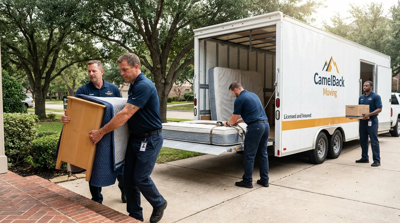 Crew loading residential truck for cross-state move from Oak Harbor, WA