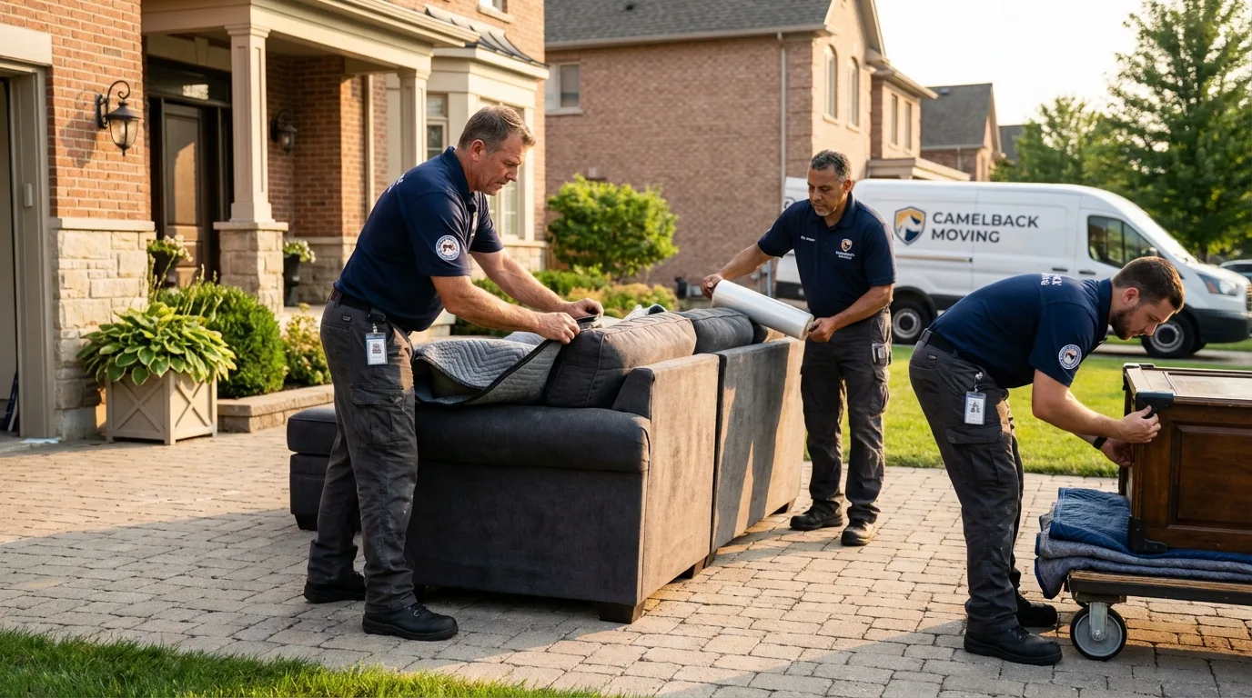 Large estate moving crew wrapping furniture in Oak Harbor, WA